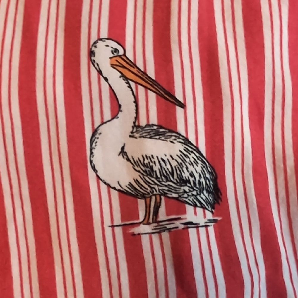 Mandee Red and White Striped Blouse with Bird Print Large - Picture 6 of 14